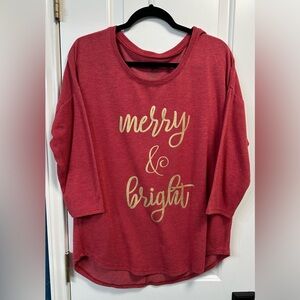 Merry & Bright holiday 3/4 sleeve shirt